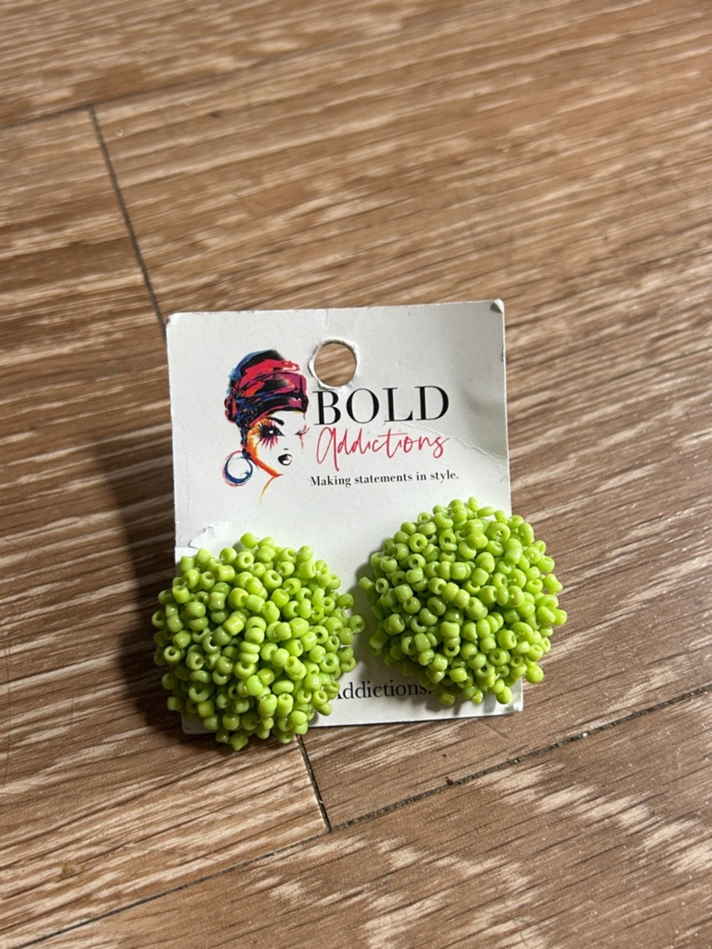 Addiction Lime Green Beaded Cluster Stud Earrings